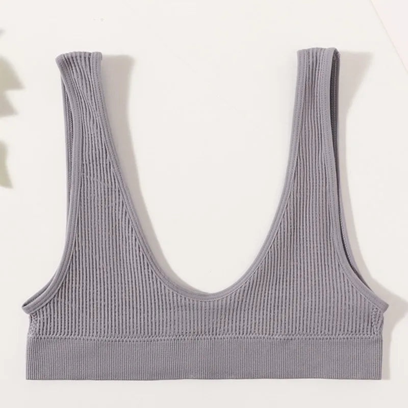 Women Push-Up Bra Small Cup Non-wire Bralette U-Neck Ribbed No-Pad Underwear Multiple Colors Crop Top Ladies Sexy Lingerie M-XL