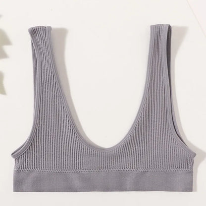 Women Push-Up Bra Small Cup Non-wire Bralette U-Neck Ribbed No-Pad Underwear Multiple Colors Crop Top Ladies Sexy Lingerie M-XL