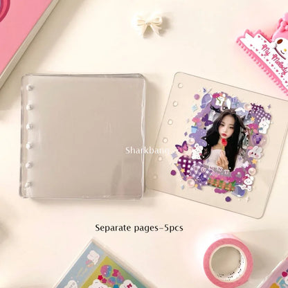 Sharkbang A7 Square Loose Leaf Diary Notebook Glitter Journals Agenda Planner PVC Binder Goo Card Book Gift Set Stationery