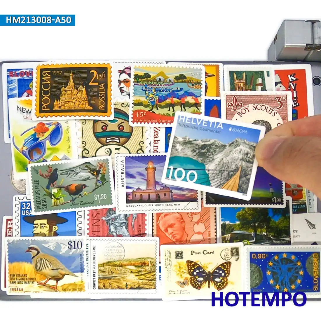 50pcs Mix National City Cultural Symbol Stamp Art Stickers for Kids Toys Phone Laptop Guitar Luggage Skateboard Bike Car Sticker