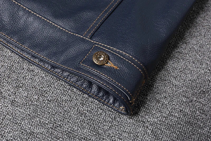 CC Shop Top.Y2K new classic casual slim fit genuine leather coat.quality fashion cowhide jacket.Young popular 557 style Denim