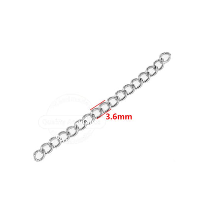 50pcs Stainless Steel 2 inch Soldered Extension Chain Silver Plated Extender Tail Chains for DIY Jewelry Making