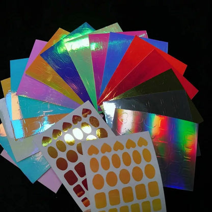 11pcs Aurora Glass Nail Foil Sticker Ice Cube Broken Glass Paper Iridescent Nail Film Decals Chameleon Reflective Nail Stickers