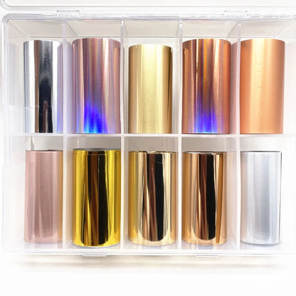 1 Box New Metal Nail Foils for Matt Transfer Paper Neon Stickers Champagne Nails Wraps Silver DIY Chameleon Nail Art Decorations