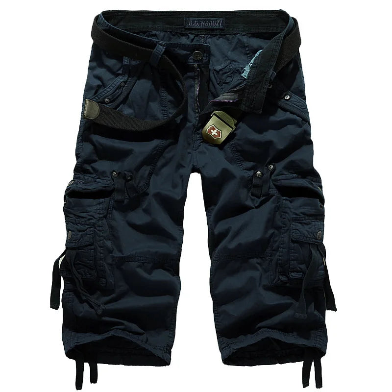 2025 Summer New High Quality Cargo Shorts Men Casual Workout Military Men's Shorts Multi Pocket Knee Length Short Pants