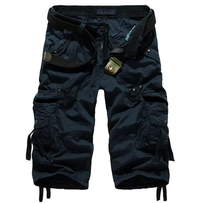 2025 Summer New High Quality Cargo Shorts Men Casual Workout Military Men's Shorts Multi Pocket Knee Length Short Pants