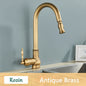 Rozin Antique Brass Kitchen Faucet Pull Out Spout Kitchen Faucets Black Single Hole Swivel Hot Cold Water Kitchen Mixer Tap