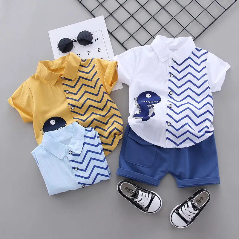 New Summer Casual Newborn Baby Boy Clothes Set animal Dinosaur Shirt Tops short Pants 2Pcs/set Kids Outfits Clothing Sets