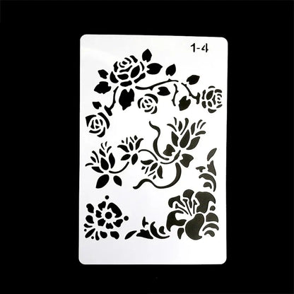 12 Design DIY Painting Template Wall Stencil Airbrush Scrapbook Coloring Embossing Album Diary Journal Drawing Copy Templates