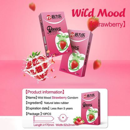10pcs Fruit Flavor Condoms Sex Toy For Men Strawberry Blueberry Taste Penis Sleeves Ultra Thin Condom Adult reusable Sex Product