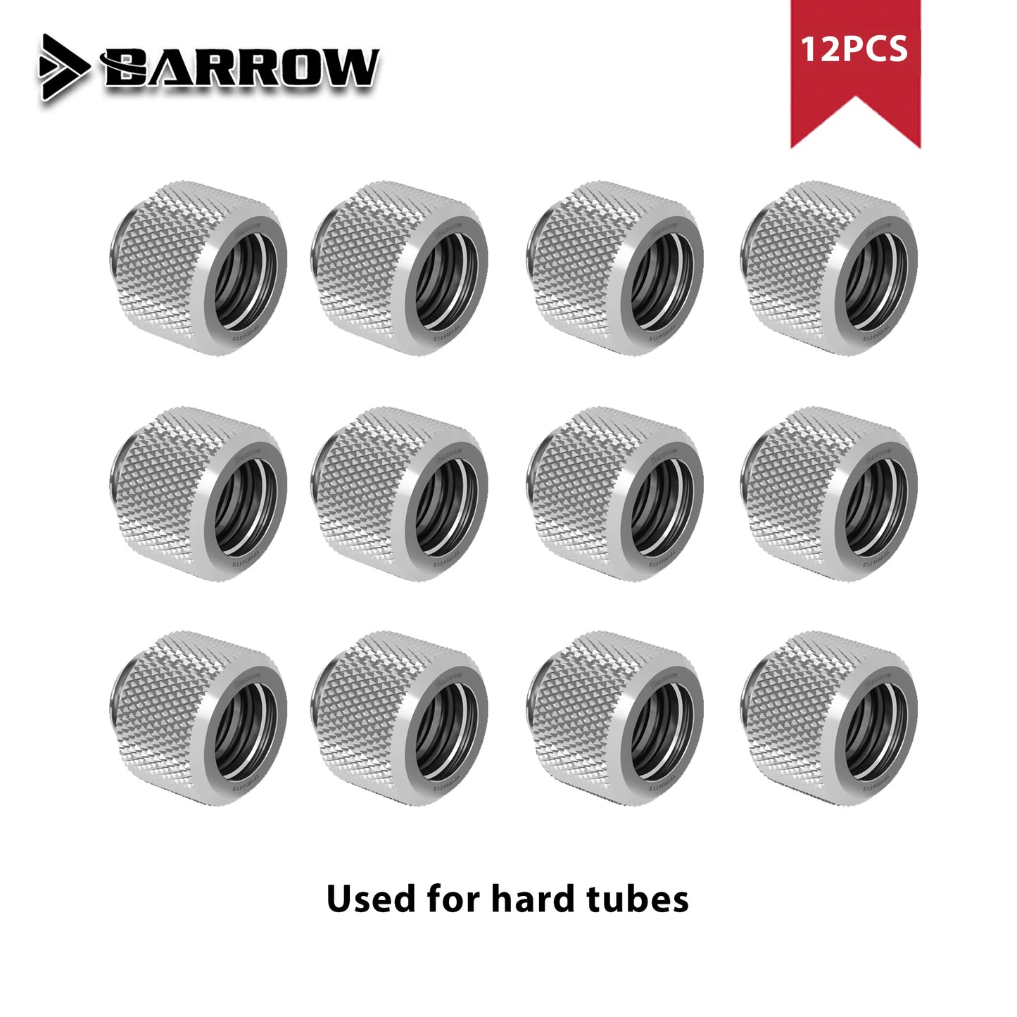 Barrow 12 PCS G1/4” Thread OD12/14/16mm Hard Tube Fitting Kit Anti-off Adapter Compression Connector for Computer Water Cooling
