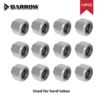Barrow 12 PCS G1/4” Thread OD12/14/16mm Hard Tube Fitting Kit Anti-off Adapter Compression Connector for Computer Water Cooling
