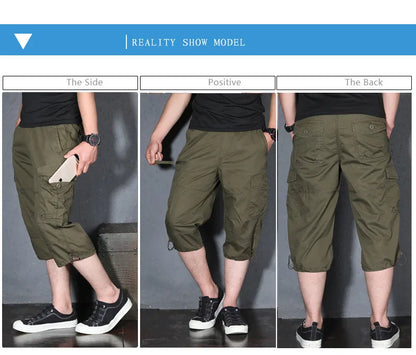 MRMT 2026 Brand Mens Capri Pants with Multiple Pockets Cargo Pants Casual Middle-aged Men Shorts Pant for Male Man Cropped Pants