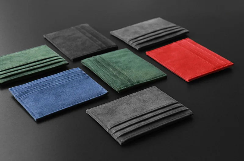 YMW ALCANTARA Card Holder Women & Man Turn fur Luxury Artificial Leather Slim Card Mini Wallet Small Thin Card Package