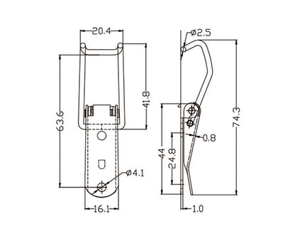 KAK Cabinet Boxes Spring Loaded Latch Catch Toggle Hasp Mild Steel Hasp For Sliding Door Simple Window Hardware Tool Box Lock