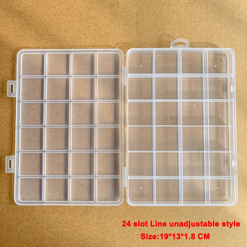Yidensy 1pcs Square Transparent Plastic Storage Box Case 10/24 Slot Adjustable for Pills Jewelry Beads Earring Case Organizer