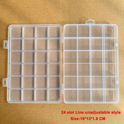 Yidensy 1pcs Square Transparent Plastic Storage Box Case 10/24 Slot Adjustable for Pills Jewelry Beads Earring Case Organizer