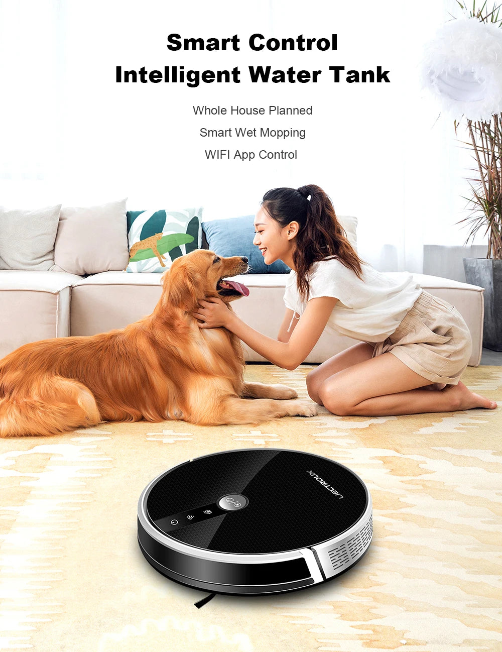 LIECTROUX/LILIN C30B Robot Vacuum Cleaner 6000Pa Suction, Map navigation with Memory,Wifi APP,Electric Water Tank,Wet Mop