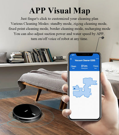 ABIR G20S Robot Vacuum Cleaner,Map Memory,6000Pa Suction,Remote Upgrade, Electric Wet Mop,WIFI APP Smart Floor Washing for Home
