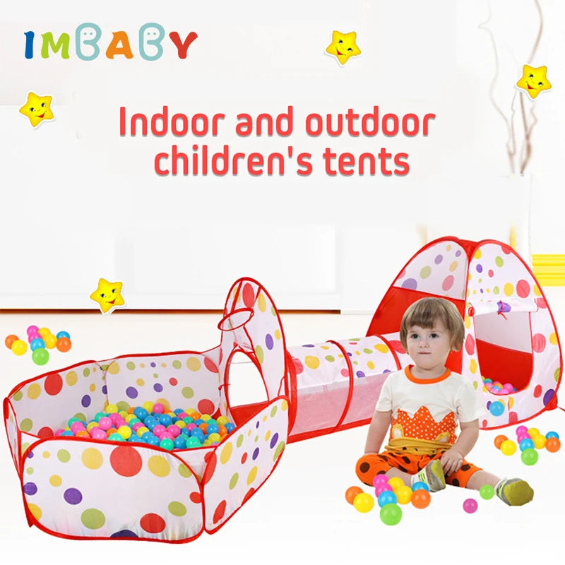IMBABY Toys Tent Indoor Balls Pool 3 in1 Children's Tent Foldable Crawling Tunnel Outdoor Camping Tent Children's Room House