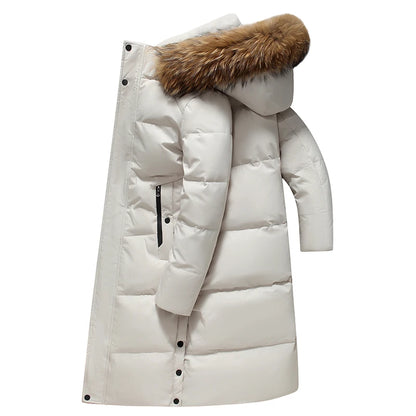 2022 New Men Thickened Down Jacket -30 Winter Warm Down Coat Jacket Men Fashion Long White Duck Hooded Down Parkas Plus Size 4XL