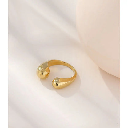 Yhpup Stainless Steel Geometric Open Ring Fashion Golden Metal Finger for Women Minimalist Statement Jewelry Party Gift