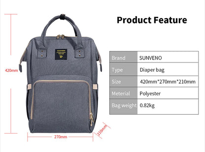 Sunveno Original Diaper Bag Travel Baby Bags Mommy Backpack Organizer Nappy Maternity Bag Mother Kids