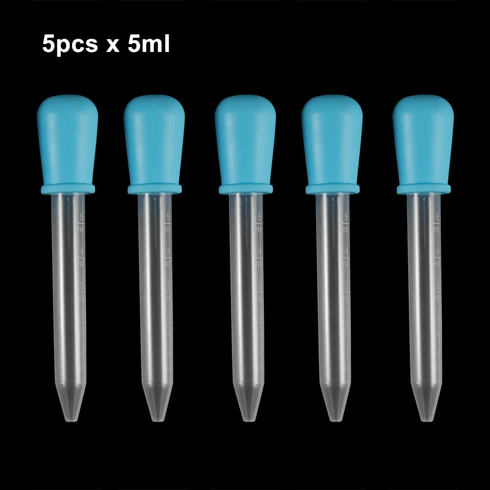 2/5pcs 5ml Clear Silicone Dropper Graduated Pipette Liquid Food Dropper for Epoxy Resin Candy Molds Jewelry Making Tools