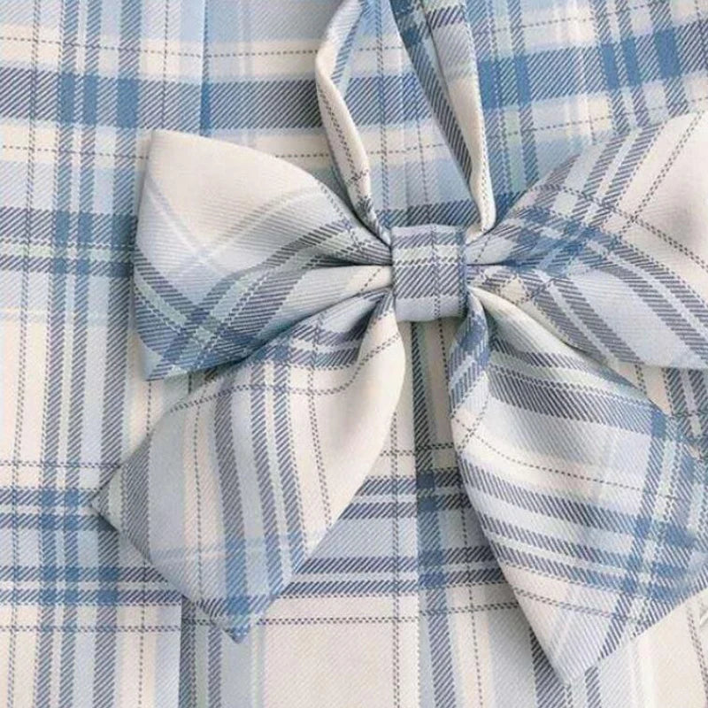 JMPRS Plaid Women Pleated Skirt Bow Knot Summer High Waist Preppy Girls Dance Mini Skirt Cute A Line Harajuku Sexy Japan Faldas