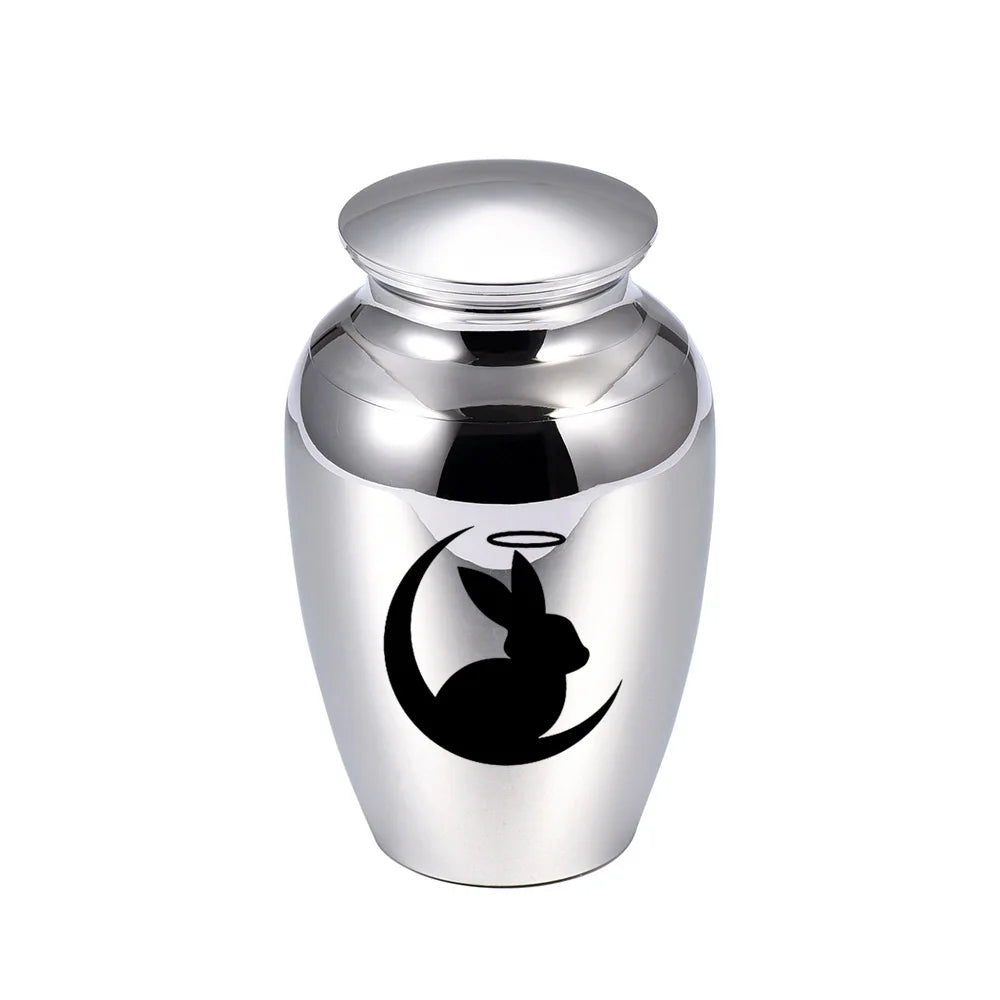 Christmas Gift Human 45x70mm Lovely Custom Jewelry Pet Souvenirs Aluminum Alloy Funeral Urn for Ashes- Rabbit and Moon