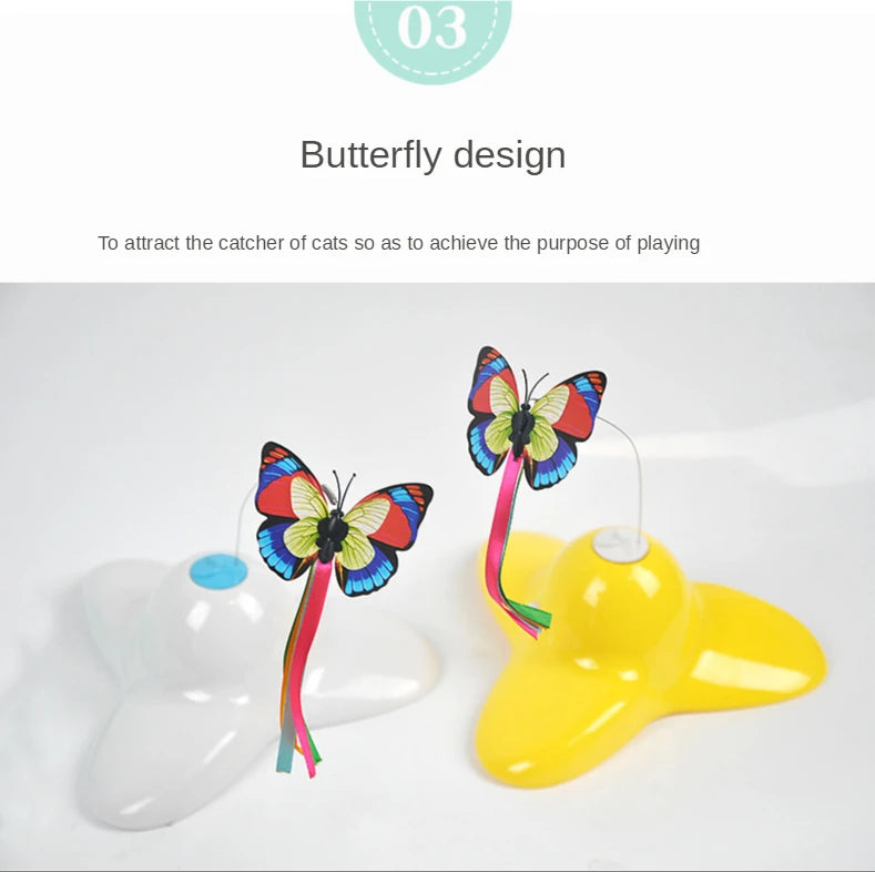 Electric Automatic Rotating Cat Toy Colorful Fluttering Butterfly Shape Funny Kitten Puppy Interactive Playing Toys Accessories