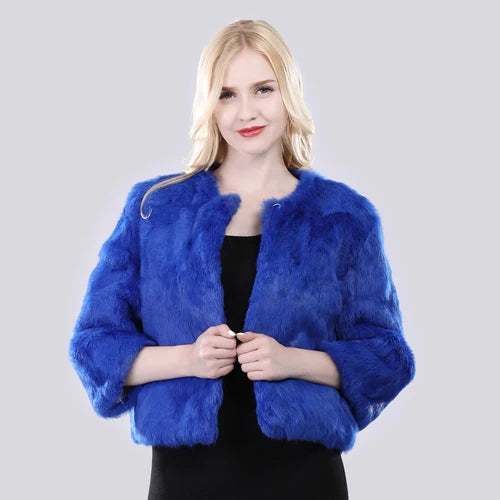 Hot Sale Girl Real Rabbit Fur Coat Women Real Rabbit Fur Jacket Genuine Real Rabbit Fur Outerwear Casual Short Real Fur Coats