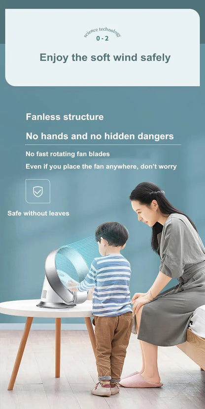 Electric Mute Fan with Remote Controlled Bladeless Powerful Soft Wind Wall Fan for Home Desktop Tower Fan 180 Deg Swinging