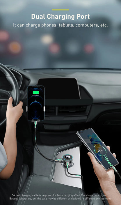 Baseus Car FM Transmitter 5.0 Bluetooth Car Charger Music Adapter 3.4A Dual USB MP3 Player Radio Handsfree Audio FM Modulato