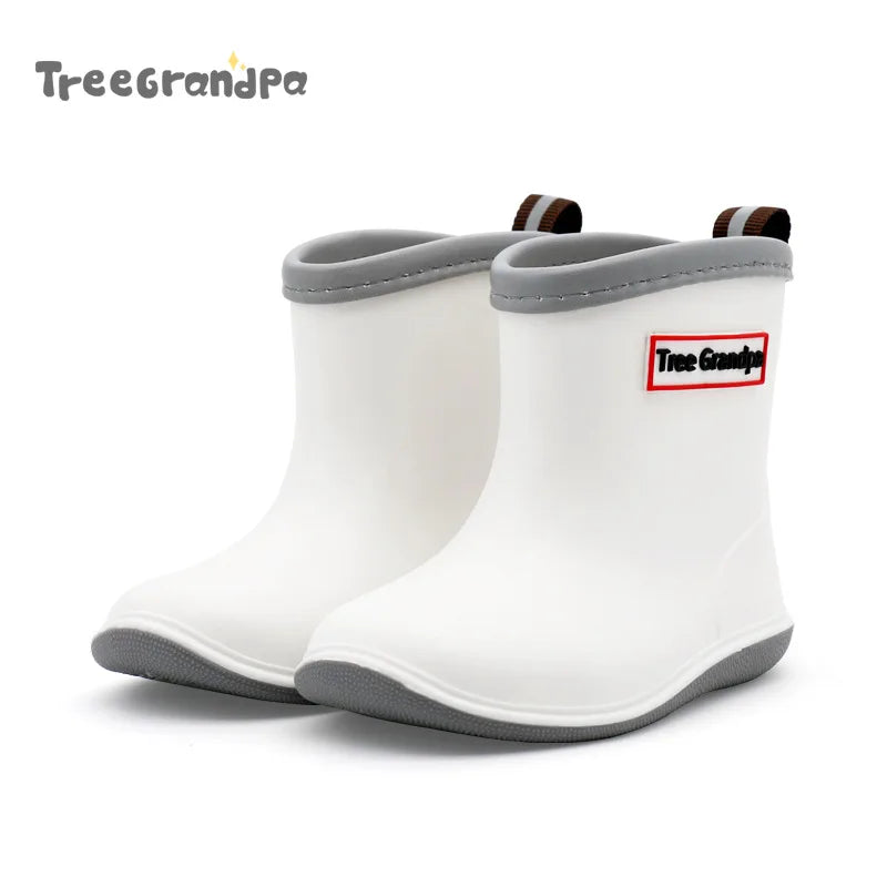 Child Boy Rubber Rain Shoes Girls Boys Kid Ankle Rain Boots Waterproof Shoes Round Toe Water Shoes Soft Toddler Rubber Shoes