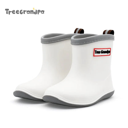 Child Boy Rubber Rain Shoes Girls Boys Kid Ankle Rain Boots Waterproof Shoes Round Toe Water Shoes Soft Toddler Rubber Shoes
