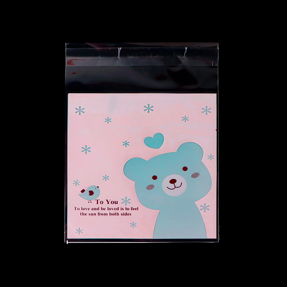 50/100 pcs 10x13cm Opp Self-Stick Transparent Packing Bear Owl Cookie Candy Wedding Birthday Christmas Party Gift Bag Wholesale