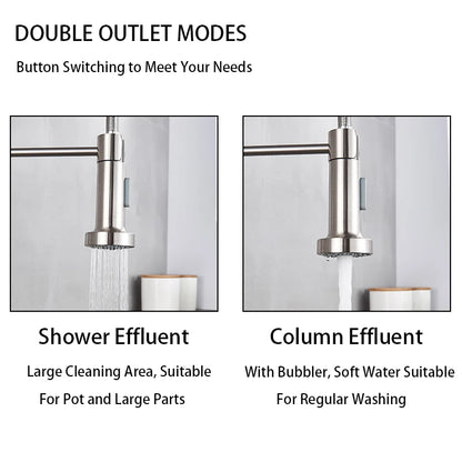 Kitchen Faucets Brush Brass Faucets for Kitchen Sink Single Lever Pull Out Spring Spout Mixers Tap Hot Cold Water Crane