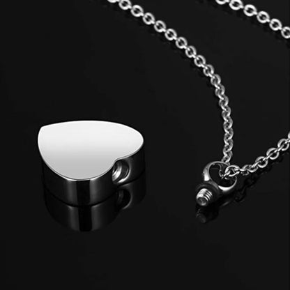 Stainless Steel Silver Cremation Jewelry Forever in My Heart Ashes Keepsake Urns Pendant Necklace for Women, 20 Inch Link Chain