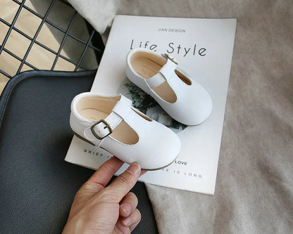 Spring Autumn Kids Shoes T Strap Leather Shoes For Girls Boys Non-slip Toddlers Mary Janes Baby Children Buckle Strap Flats