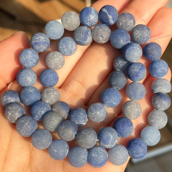 Natural Stone Beads Frost Dark Blue Cracked Dream Fire Dragon Veins Agates Beads For Jewelry Making DIY Bracelet 15‘’ 6/8/10mm