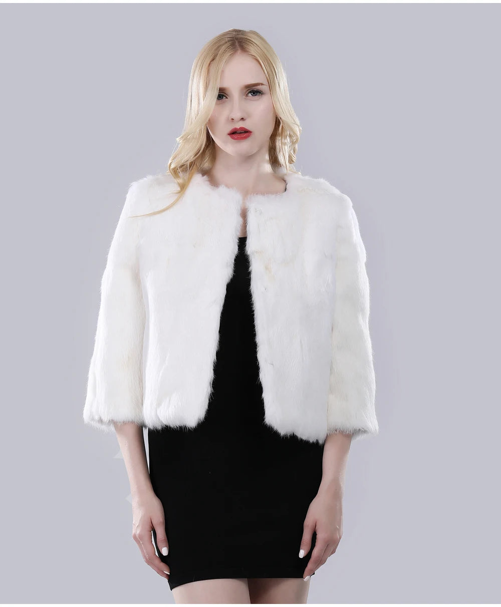 Hot Sale Girl Real Rabbit Fur Coat Women Real Rabbit Fur Jacket Genuine Real Rabbit Fur Outerwear Casual Short Real Fur Coats