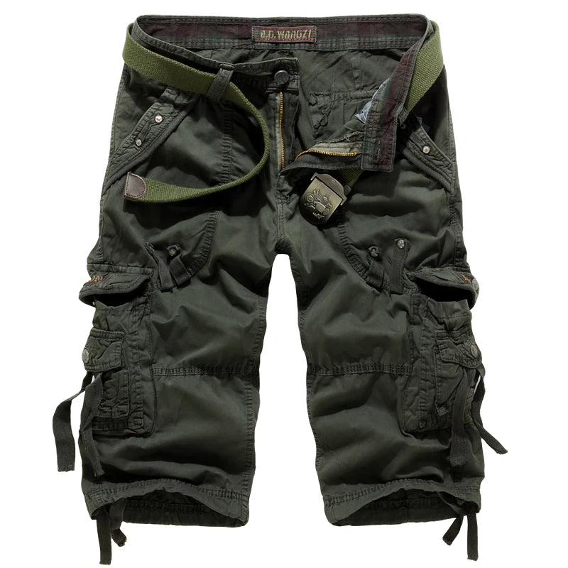 2025 Summer New High Quality Cargo Shorts Men Casual Workout Military Men's Shorts Multi Pocket Knee Length Short Pants
