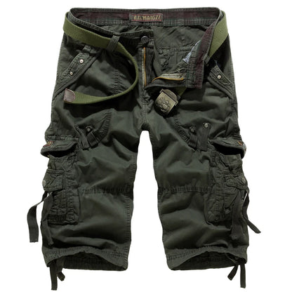 2025 Summer New High Quality Cargo Shorts Men Casual Workout Military Men's Shorts Multi Pocket Knee Length Short Pants