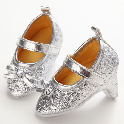 2022 New Infant Newborn Baby Girl High Heels Shoes Princess Bow First Birthday Party Shoes Photo Props Shoes 0-12M