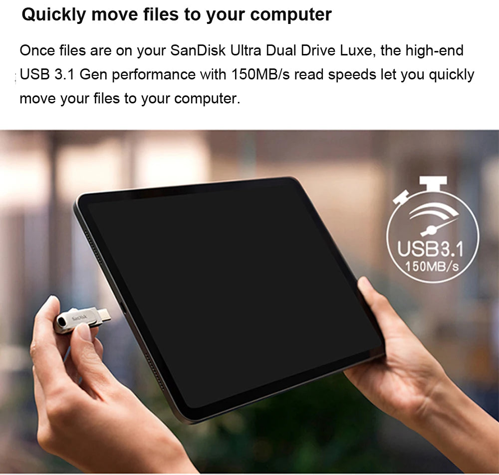 100% Original SanDisk USB Flash Drive 32GB 64GB 128GB 256GB 512GB Type-C OTG USB 3.1 Memory Stick Metal U Disk SDDDC4 Pendrive