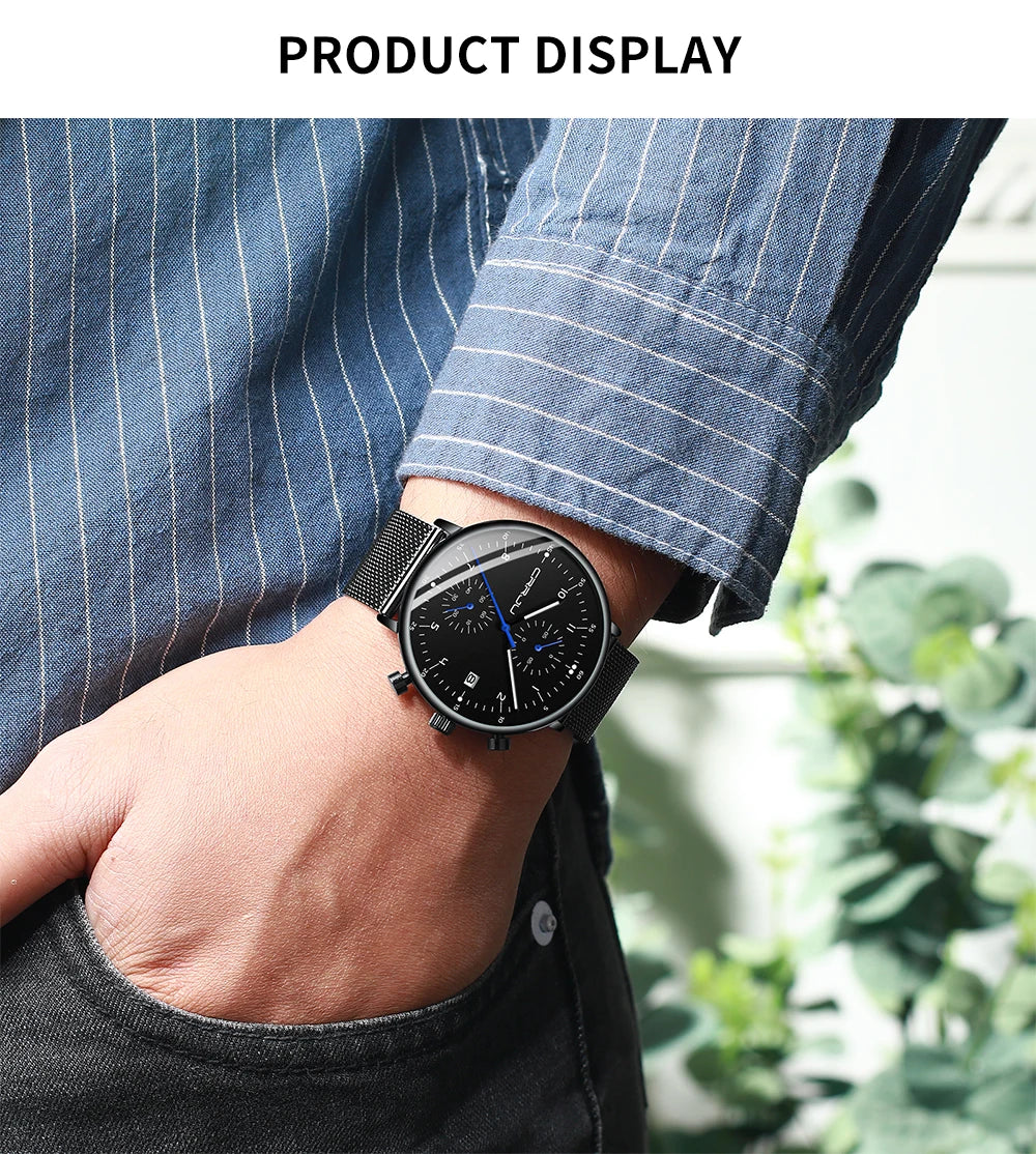 CRRJU Mens Watch Top Luxury Brand Men Stainless Steel WristWatch Men's Military waterproof Date Quartz watches relogio masculino