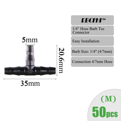 RBCFHI Garden Irrigation Connectors Barbed Single Double Tee Elbow Drip Arrow Cross Coupling Watering Fitting For 3/5 4/7mm Hose