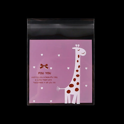 50/100 pcs 10x13cm Opp Self-Stick Transparent Packing Bear Owl Cookie Candy Wedding Birthday Christmas Party Gift Bag Wholesale