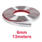 13M Silver Car Moulding Trim Strip Chrome Styling Decoration Tape Auto DIY Protective Sticker 6mm 8mm 10mm 12mm 15mm 20mm 30mm